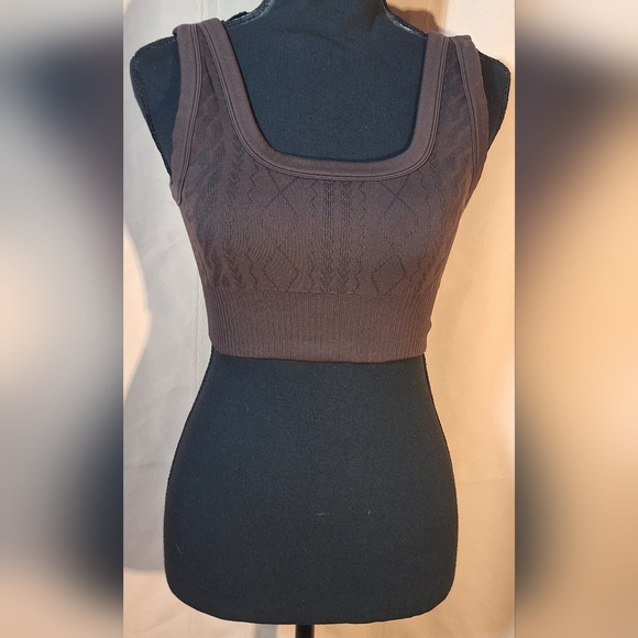 JoyLab Tops - JoyLab Chocolate Knit Crop Top
